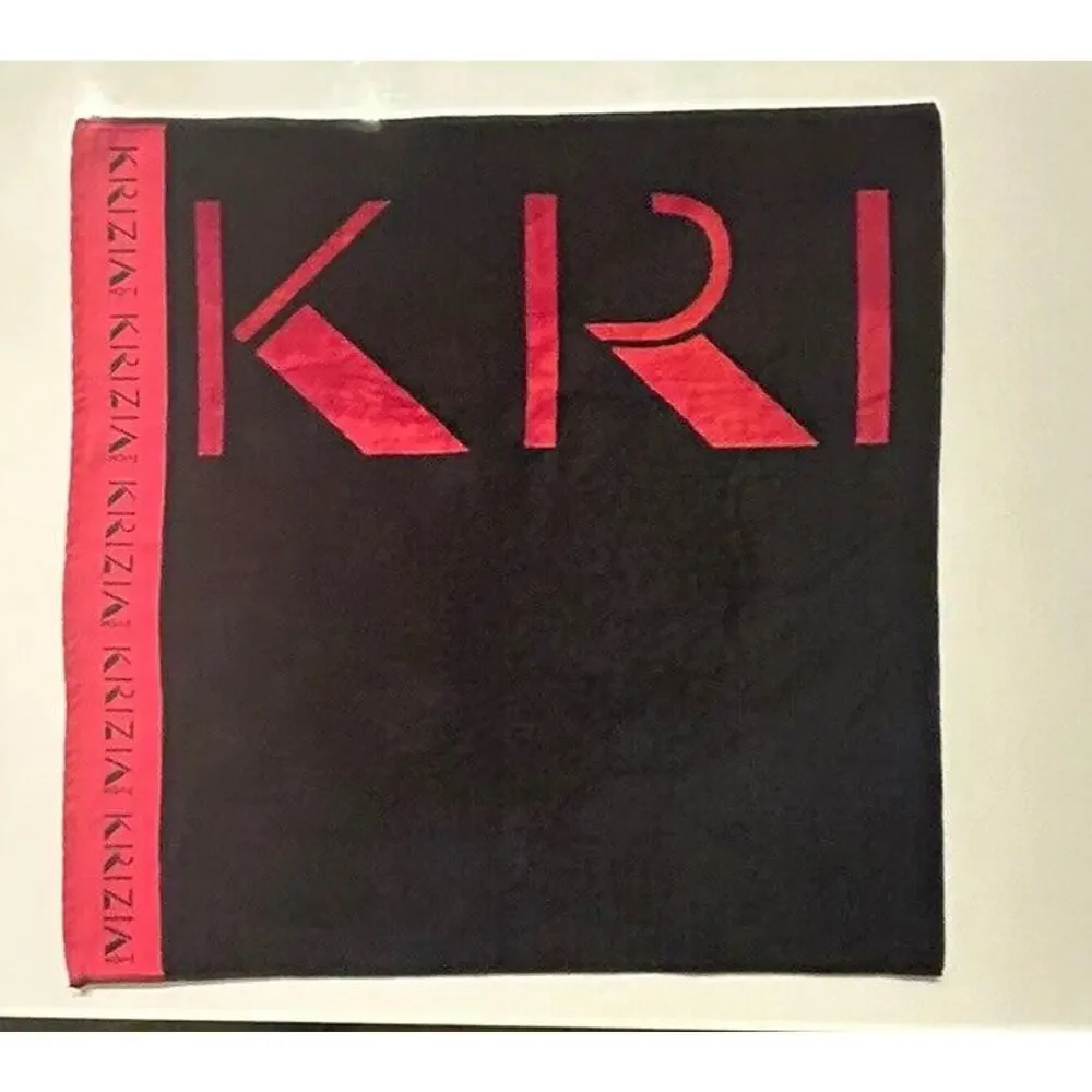 Vintage Krizia Home Bath Towel Red Black Post Modern Pattern Cotton